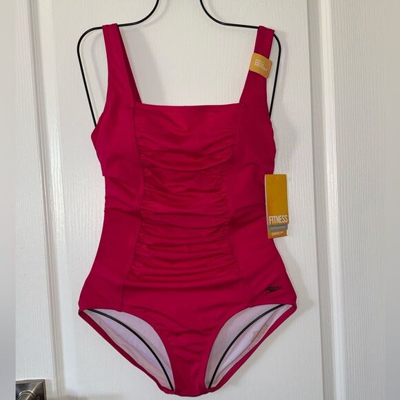 Speedo Women’s One Piece Swimsuit Pink Fuchsia Rose 12 NWT - Picture 1 of 9
